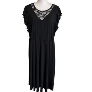Bloomchic Dress Size 18/20 Plus Black Stretch Knit Lace Inset NWT